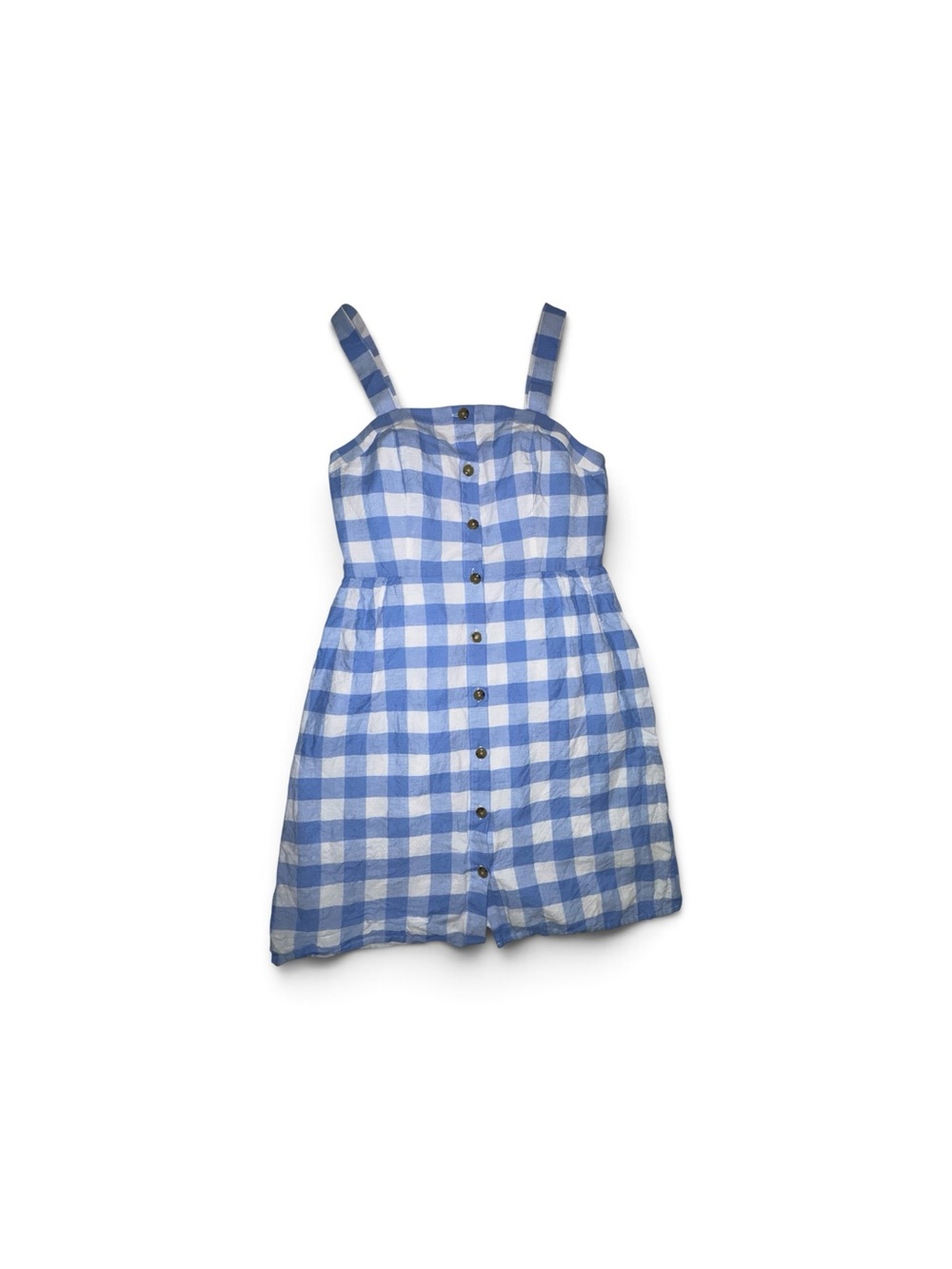 Blue and White Gingham Button-Front Sundress J Crew Size 2